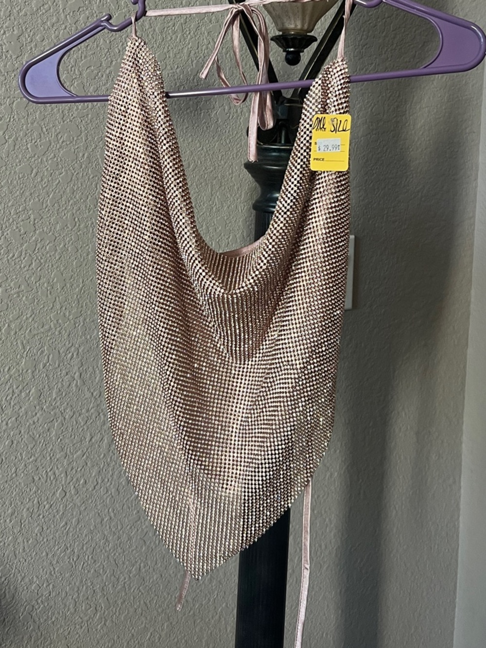 Better Be Rose Gold Sequin Halter Scarf Top